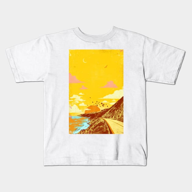 SUMMER HIGHWAY Kids T-Shirt by Showdeer